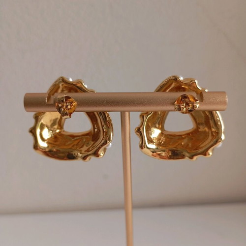 Stainless steel women's earrings new with pearl knot design gold-colored