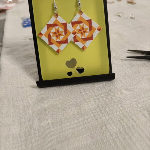 White Quilt 3DPRINTING earrings made to order