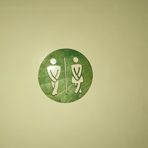Wooden toilet sign custom made, 8cm circle