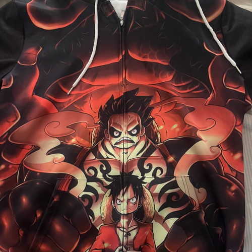 Anime One Piece Hoodie Luffy Gear 4th large, like new, black