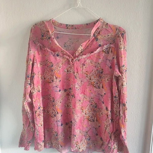 Storm & Marie women's viscose blouse pink abstract design like new M/L