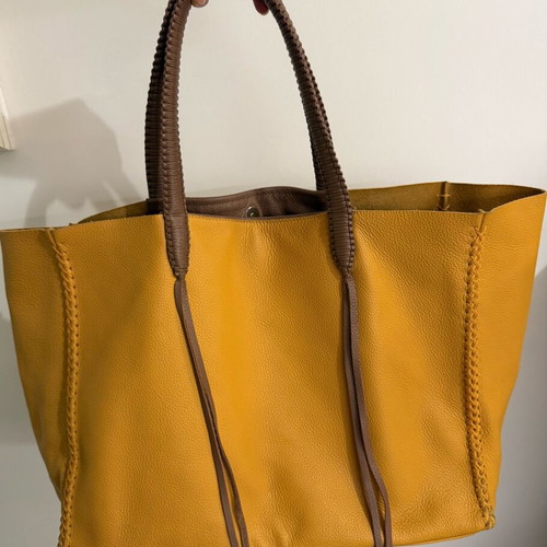 Callista grained leather tote large size used, yellow