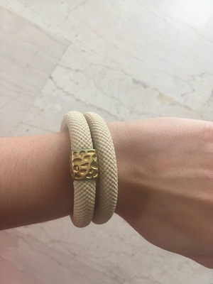 Summer bracelets used, set of 2 handmade beige with gold details