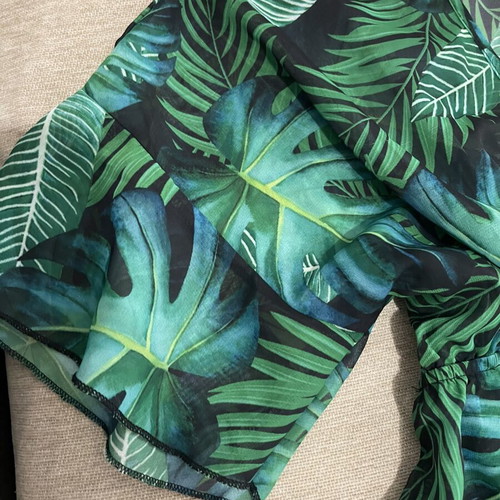 Swim Lushoire tropical print dress with waist tie, Shein