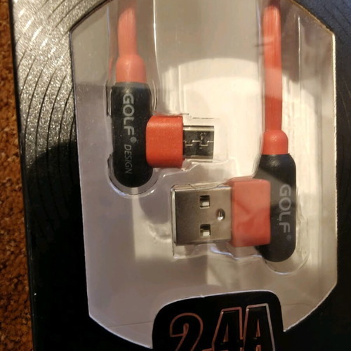 Golf USB to Micro USB Charging Cable 2.4A Right Angle New