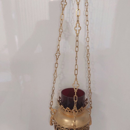 Silver-plated lamp used like new with 50 cm chain and 22 cm lamp hooks