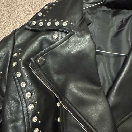 Leather jacket black with rhinestones like new