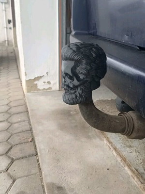 Skull tow hitch cover with beard and hair plastic new