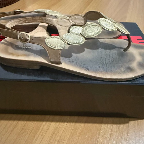 Trussardi sandals used, leather, gold color, size 38