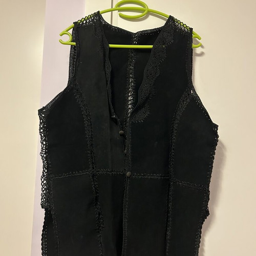 Black suede vest with boho details like new