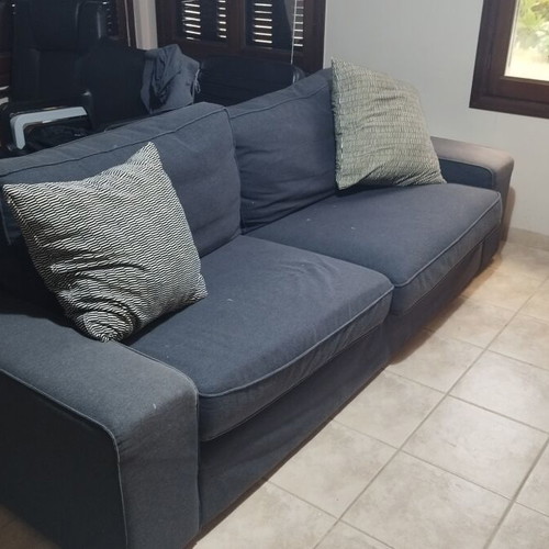 Two-seater sofa used, anthracite fabric, modern design