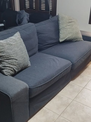 Two-seater sofa used, anthracite fabric, modern design
