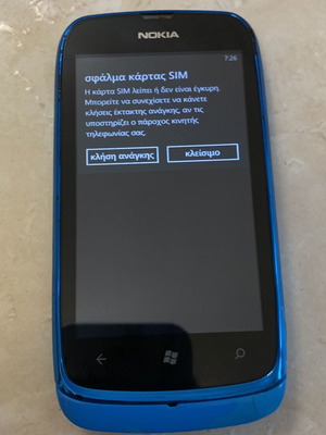 Κινητό Nokia Lumia 610 μπλε για ανταλλακτικά, μεταχειρισμένο