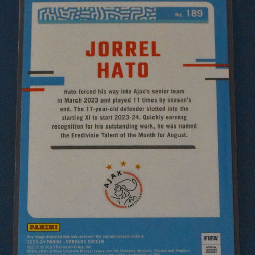 Donruss Soccer Jorrel Hato Silver Cubic card AFC Ajax new