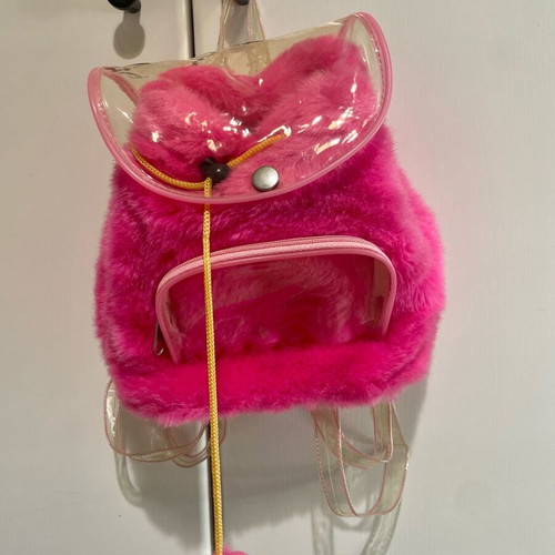 Children's furry backpack used, fuchsia