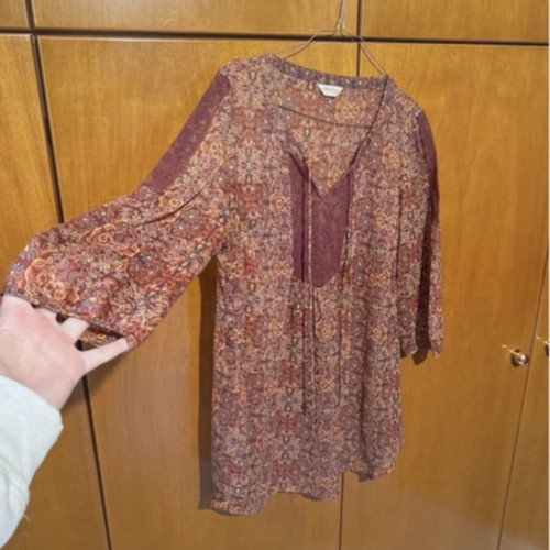 Boho indigo blouse used, one size, red
