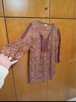 Boho indigo blouse used, one size, red