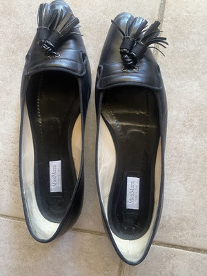 Max Mara black leather loafers women's used