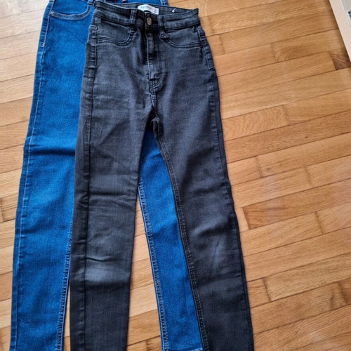 Bullandbear skinny jeans set used for girls, black and blue, size 34