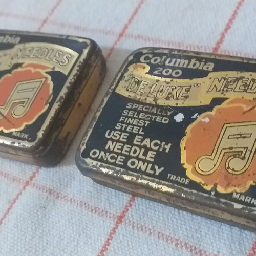 Collectible Columbia Tin Boxes with Record Player Needles