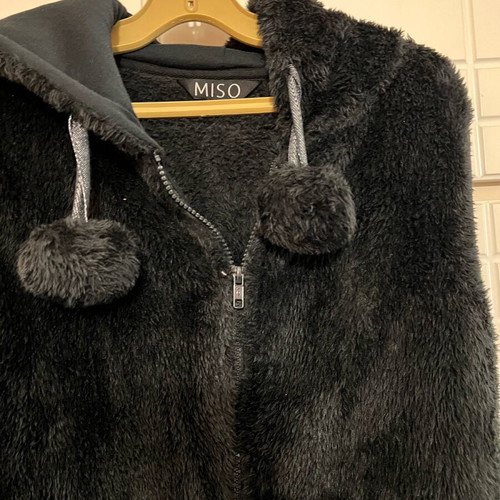 Women’s faux fur sleeveless jacket dark grey size S like new