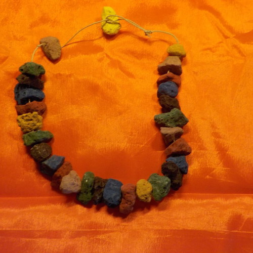 Necklace with colorful pumice stones 52 cm long