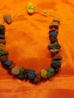 Necklace with colorful pumice stones 52 cm long
