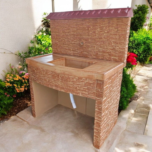 Maria garden fountain in beige and brown concrete, new