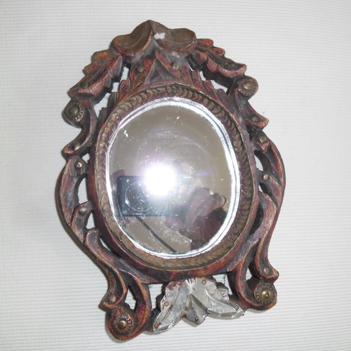Wood Carved Indian Frame-Mirror like new 20x15cm