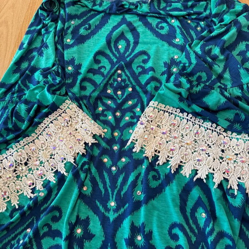 Cezanne dress used with crystals one size blue turquoise