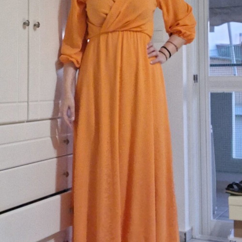 Summer long dress used, orange, airy