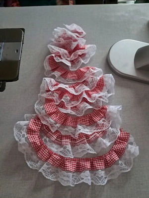 Δαντέλα καρό κόκκινη καινούργια 172×5 εκατοστά