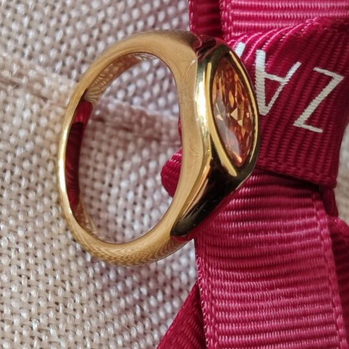 Zarina Signet Ring with Champagne Cubic Zirconia, New