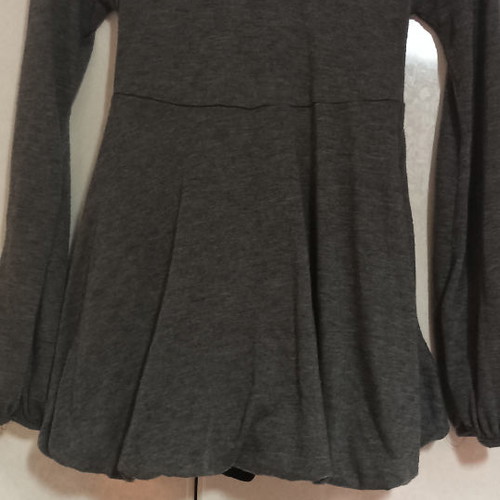 Devotion long sleeve blouse one size used, grey with velvet bow