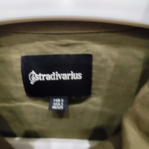 Stradivarius shacket boho embroidered, size S, khaki