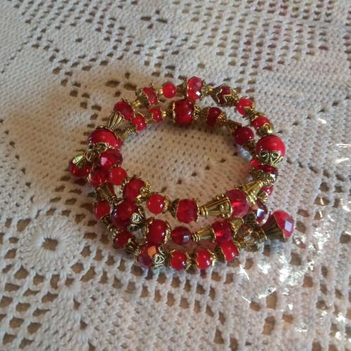 Boho handmade bracelet red and gold new