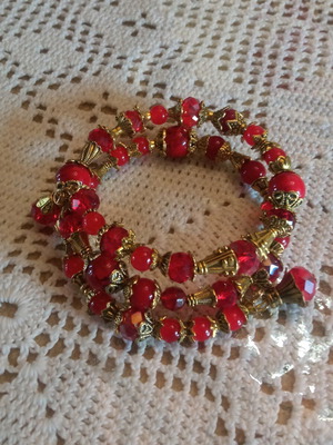 Boho handmade bracelet red and gold new