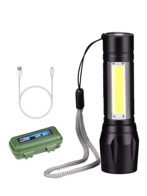 LED handheld flashlight rechargeable with zoom and side light new