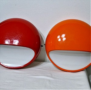 Kartell wall lamps by Gerd Lange pair one orange one red