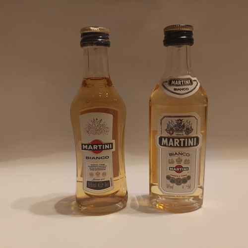 Martini Bianco miniature bottles, pack of 2, 50ml, sealed