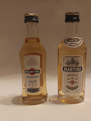 Martini Bianco miniature bottles, pack of 2, 50ml, sealed