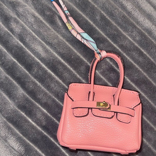 Decorative keychain bag and case for earphones or cards new pink