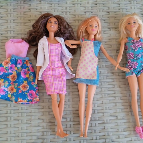 Barbie dolls authentic, dress set, puppies and bag