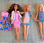  ΤΡΕΙΣ ΑΥΘΕΝΤΙΚΕΣ ΚΟΥΚΛΕΣ BARBIE, ΕΝΑ ΣΕΤ ΦΟΡΕΜΑ BARBIE, ΔΥΟ ΣΚΥΛΑΚΙΑ Barbie  ΚΑΙ ΜΙΑ ΤΣΆΝΤΑ Barbie.