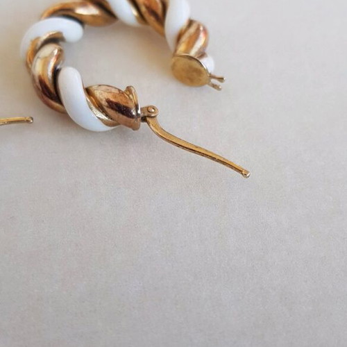 Silver 925 hoop earrings used with enamel, gold plated