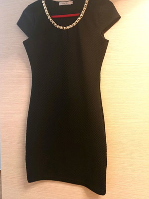 Dress new, unworn with impressive neckline, black, size S