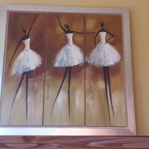 Oil painting like new, triple canvas 1.40x1.39m, dancers motif