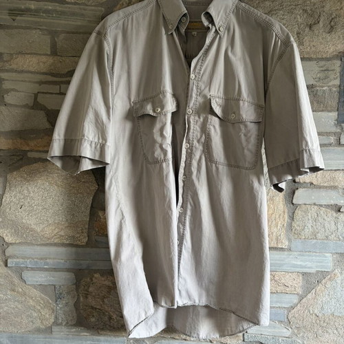 Camel 90s vintage short-sleeve safari shirt like new, oversized