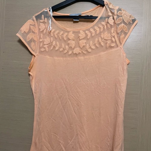 H&M short-sleeve blouse like new, beige orange with lace size M