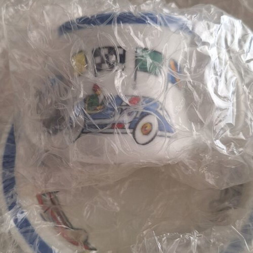 Tiffany & Co Baby Boy Plate Set with Race Car Motif, New